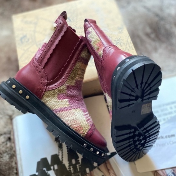 FREE PEOPLE Maroon Patchwork Fall Boots - Picture 6 of 8